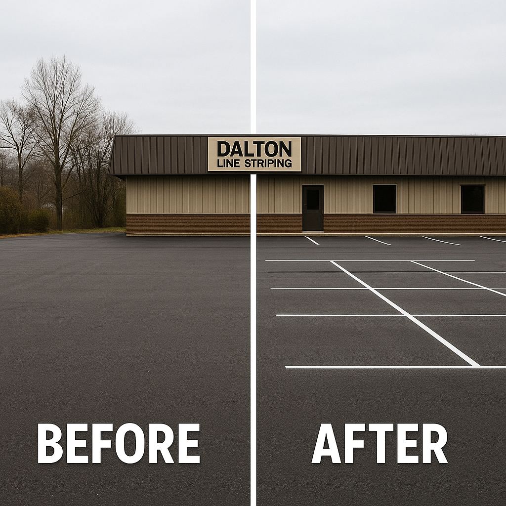 Before and after parking lot striping